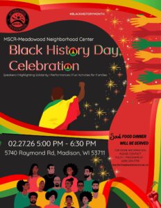 image of flyer describing Black History Month event with graphics