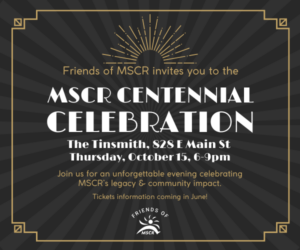image of save the date invitation for MSCR's Centennial Celebration on October 15