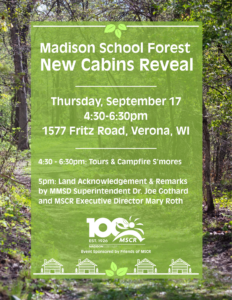 flyer describing Madison School Forest event on September 17